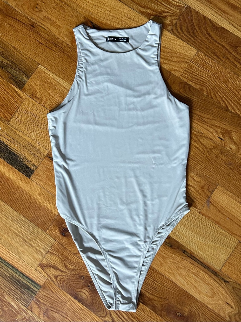 Cream Minimalist Bodysuit by SHEIN